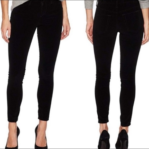 Joe's Jeans Denim - Joes Jeans The Icon Mid Rise Skinny Ankle Black Velour Stretch Tapered Leg 32